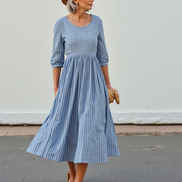 Elizabeth™ | Striped Button-Front Midi Dress