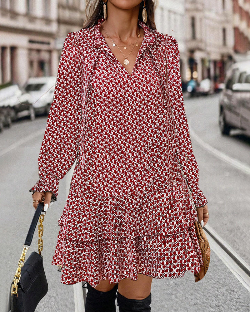 Amelia I Printed Long-Sleeve Dress
