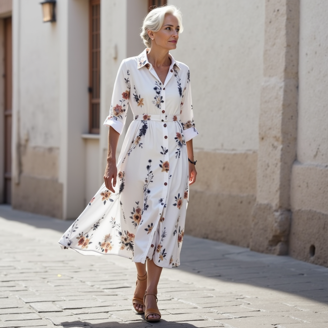 Katie™ |Elegant Floral Print Blouse Dress