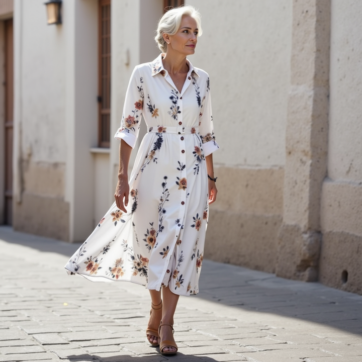 Katie™ |Elegant Floral Print Blouse Dress