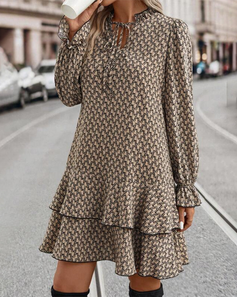 Amelia I Printed Long-Sleeve Dress