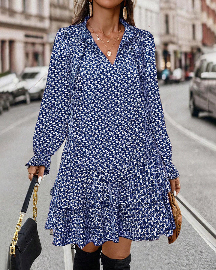 Amelia I Printed Long-Sleeve Dress