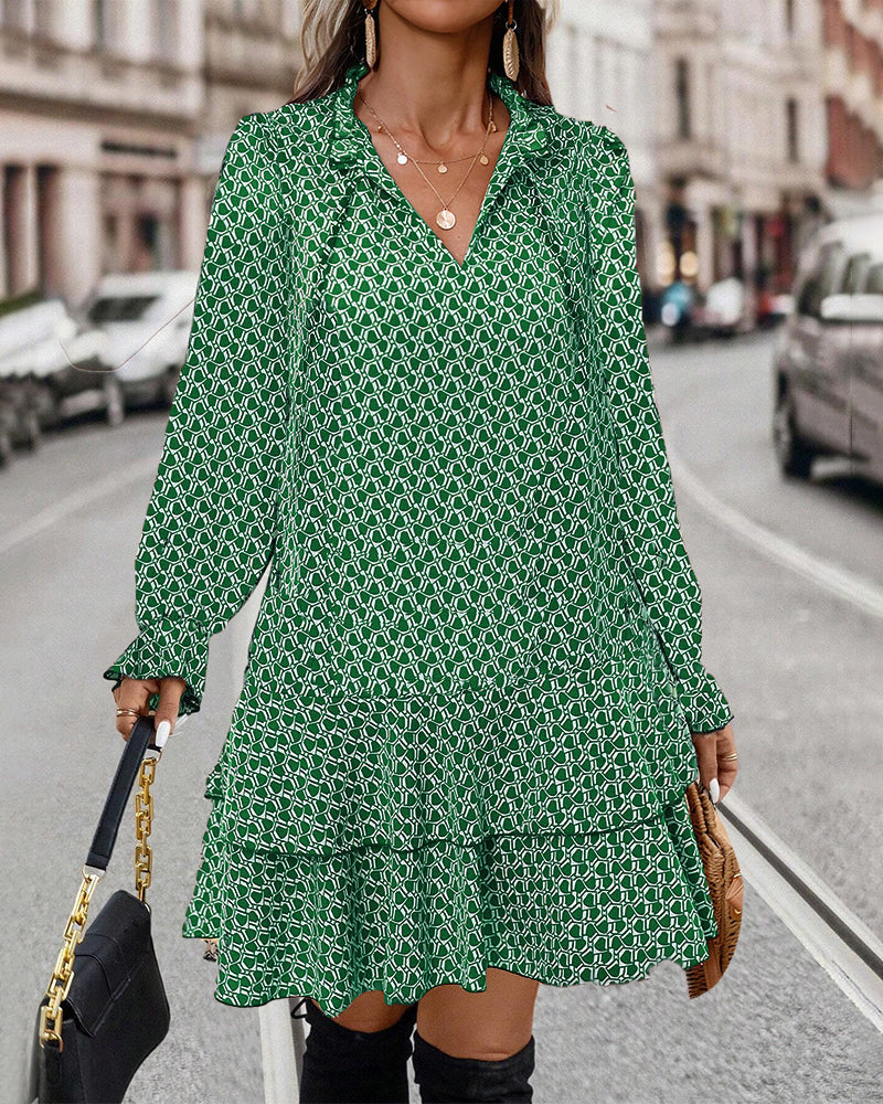 Amelia I Printed Long-Sleeve Dress
