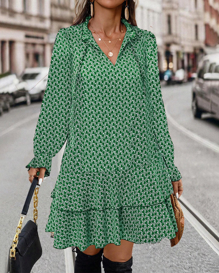 Amelia I Printed Long-Sleeve Dress