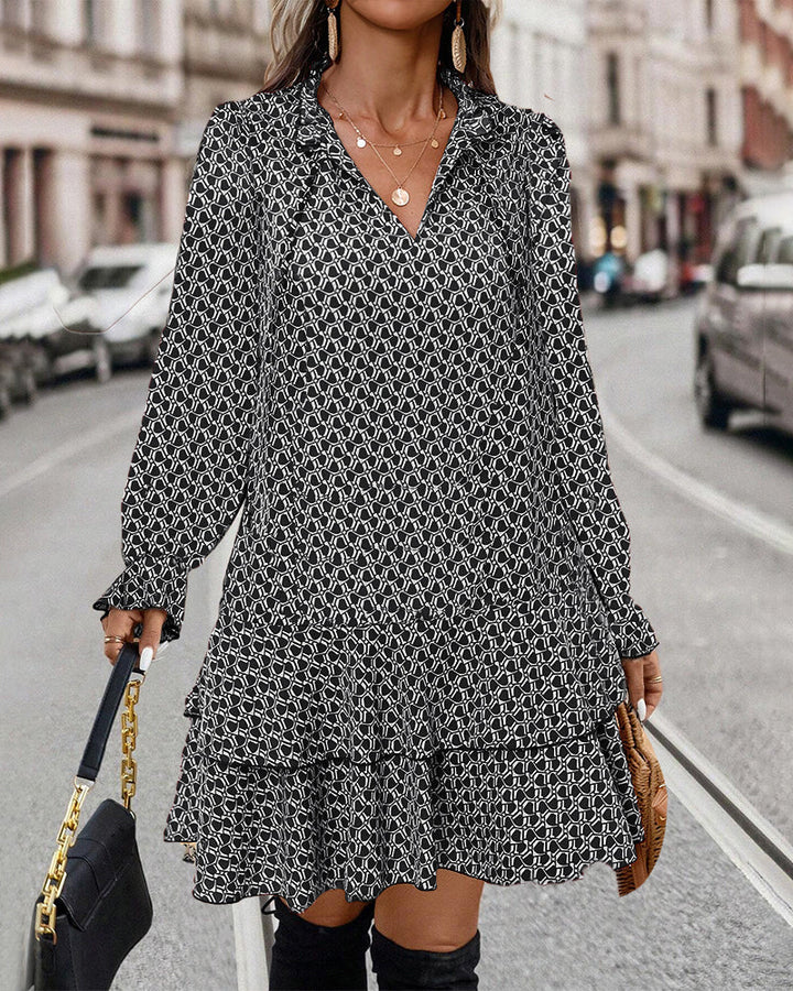 Amelia I Printed Long-Sleeve Dress