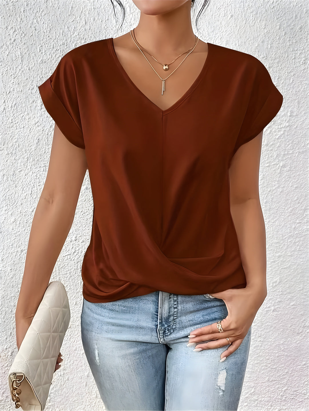 Brianna – Twist Front V-Neck Top