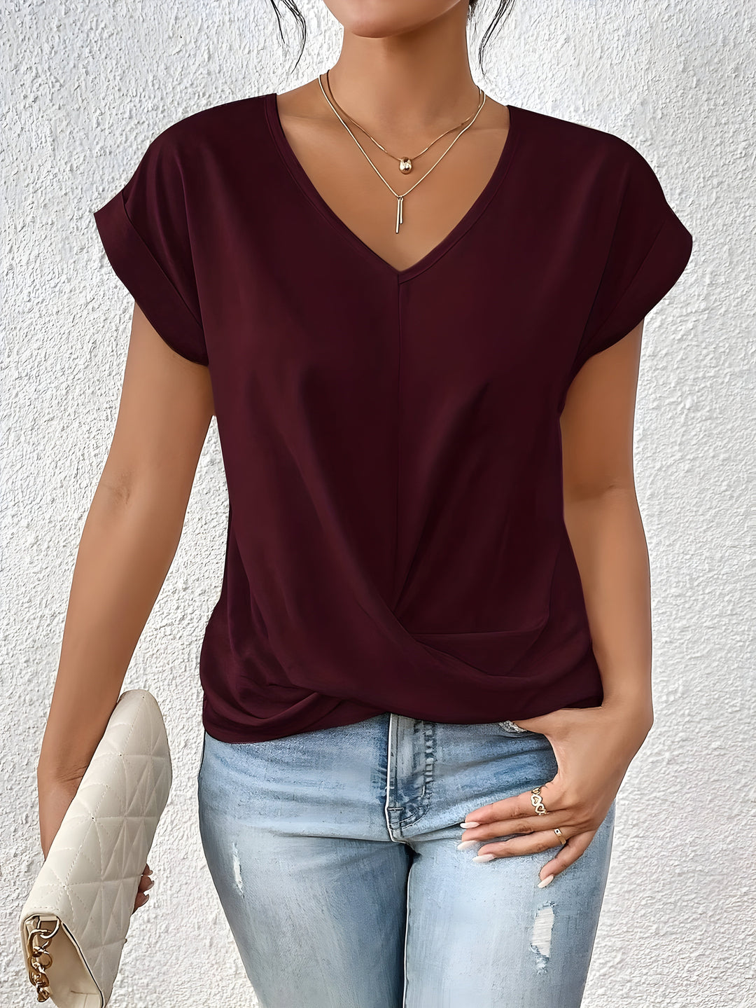 Brianna – Twist Front V-Neck Top