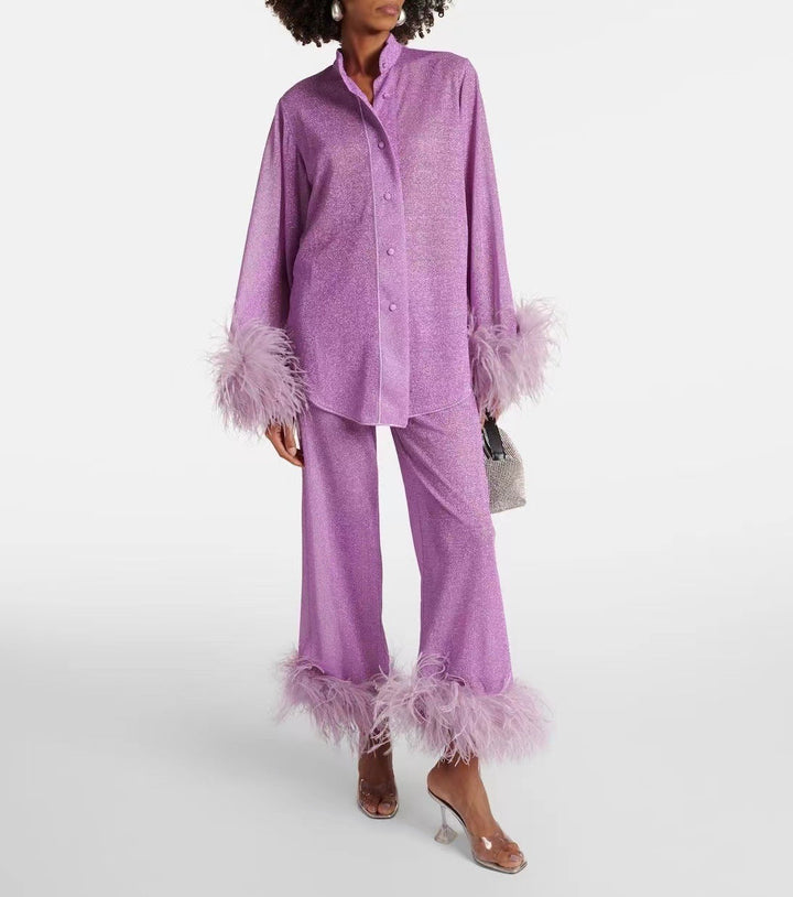 Mary™ - Feather Collar Two-Piece Set