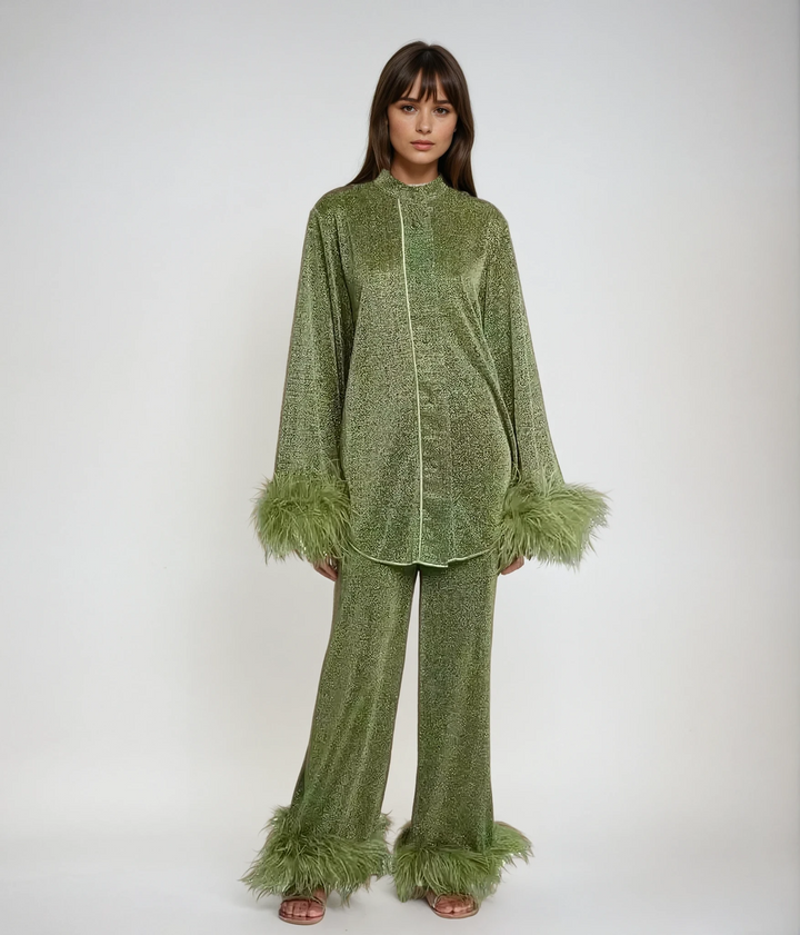 Mary™ - Feather Collar Two-Piece Set