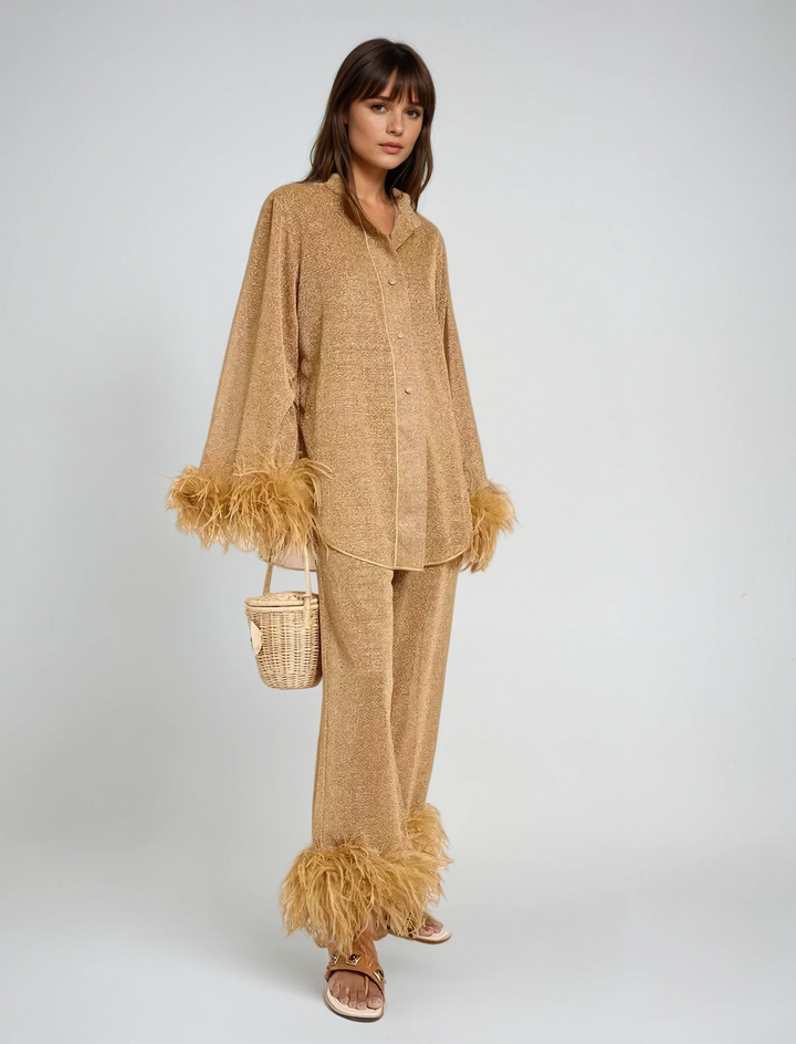 Mary™ - Feather Collar Two-Piece Set