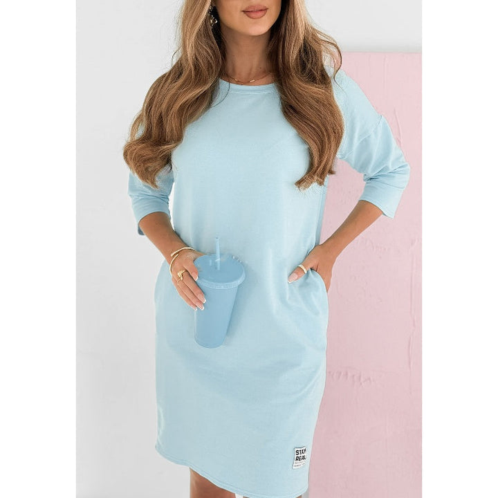 Lieka™ | Women’s Round Neck 3/4 Sleeve Dress with Pockets
