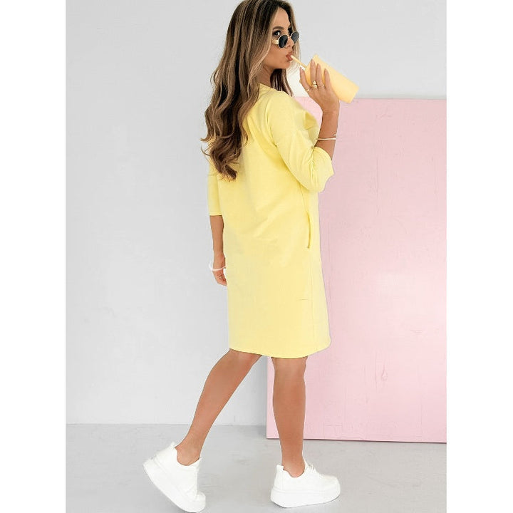 Lieka™ | Women’s Round Neck 3/4 Sleeve Dress with Pockets