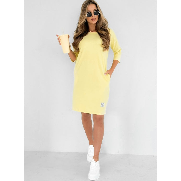 Lieka™ | Women’s Round Neck 3/4 Sleeve Dress with Pockets